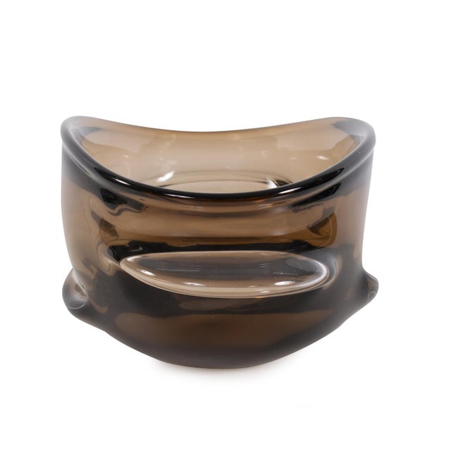 Glass Smokey Umber Glass Bowl For Sale - Image 7 of 11