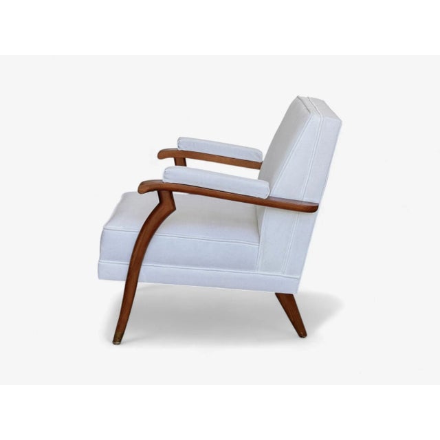 Maison Leleu Style, French Modern, White Mohair, Wood, Lounge Chairs, 1970s For Sale - Image 10 of 12