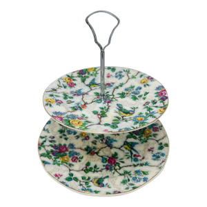 Vintage English Ceramic Two Tier Servicing Stand