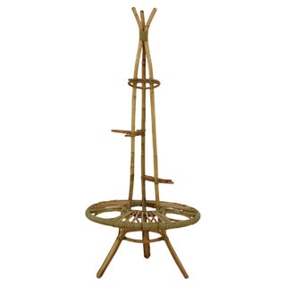 Mid-Century Rattan Flower Stand, 1960s For Sale