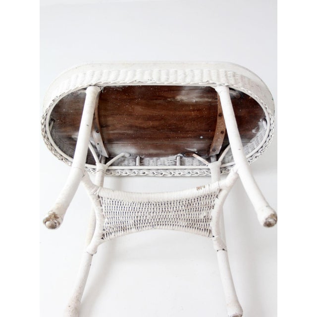Antique White Wicker Sunroom Table For Sale - Image 14 of 15