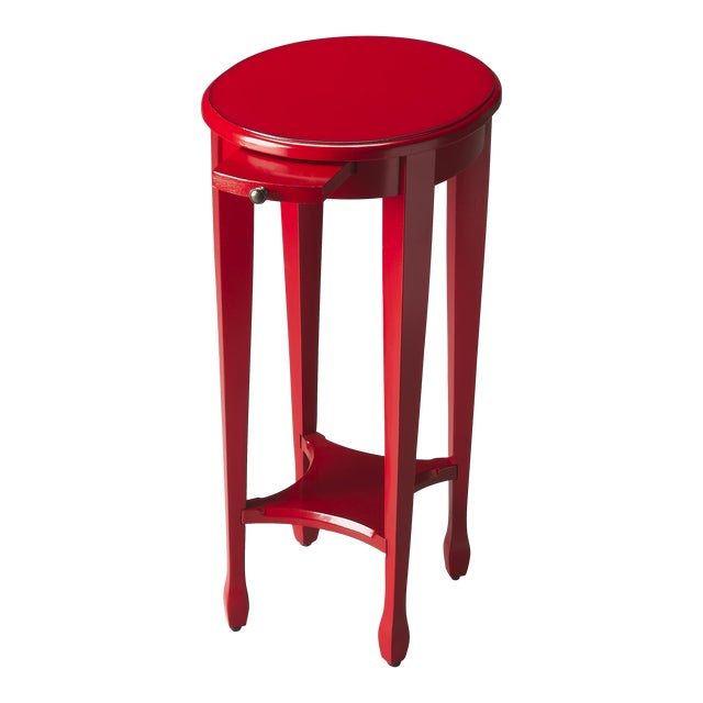 Arielle Round 12.5"W Accent Table, Red For Sale