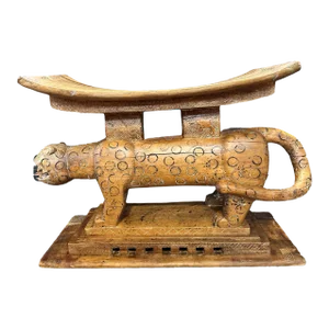 Early 20th Century Traditional Ashanti Throne With Leopard Motif