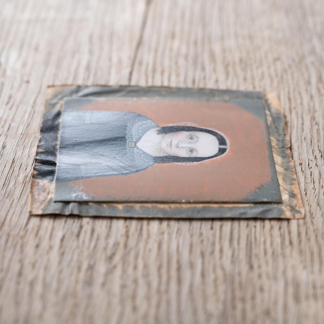 Wood Portrait Miniature of Elizabeth Adams, Attributed to Moses B. Russell, Boston, c.1840s For Sale - Image 7 of 9