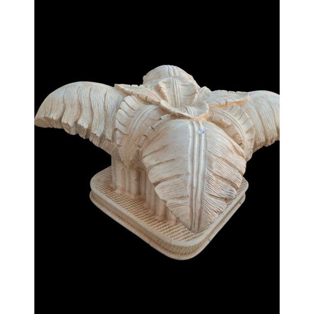 Hollywood Regency Vintage Serge Roche Style Regency Carved Palm Leaf Coffee Table For Sale - Image 3 of 9