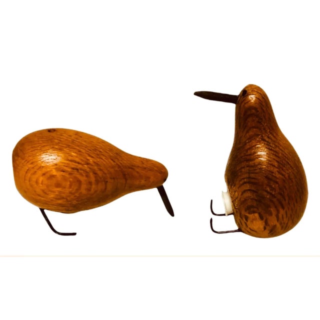 Sienna 50's Vintage Hand Carved Jacob Hermann Insp Wooden Kiwi Bird Salt & Pepper Shaker Set For Sale - Image 8 of 9