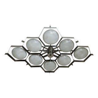 21st Century Beehive Satin Black Nickel Glossy Gray Murano Flush Mount by Fabio LTD For Sale