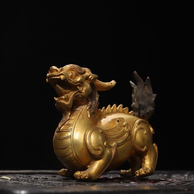Late 19th Century Gilt Bronze Mythical Beast Statue, 0.92kg For Sale - Image 4 of 9
