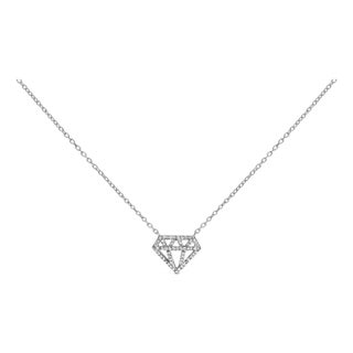 Sterling Silver 1/6 Cttw Diamond Shaped Diamond Pendant Necklace For Sale