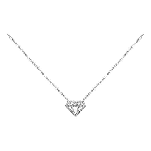 Sterling Silver 1/6 Cttw Diamond Shaped Diamond Pendant Necklace For Sale