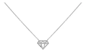 Sterling Silver 1/6 Cttw Diamond Shaped Diamond Pendant Necklace
