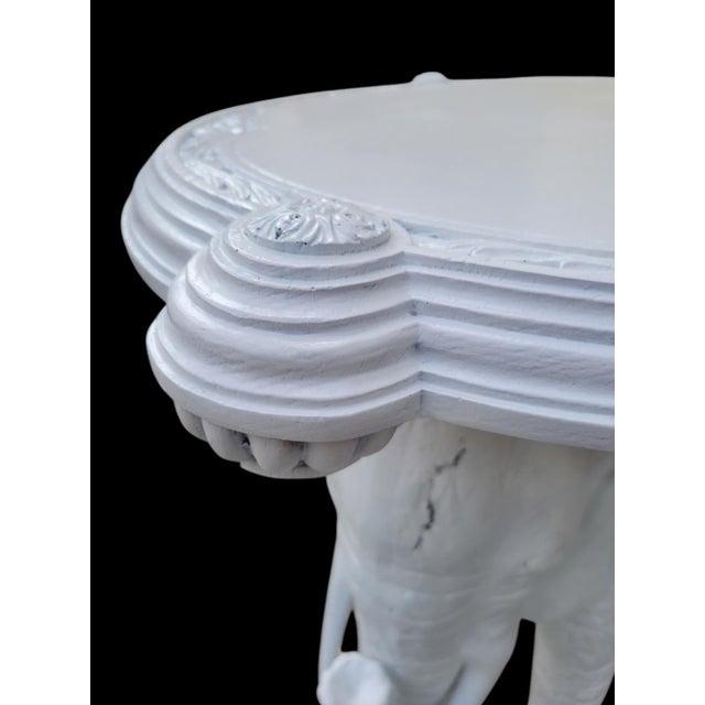 Wood Monumental Vintage Customized Gloss White Double Elephant Head Palm Beach Regency Style Dry Bar For Sale - Image 7 of 12