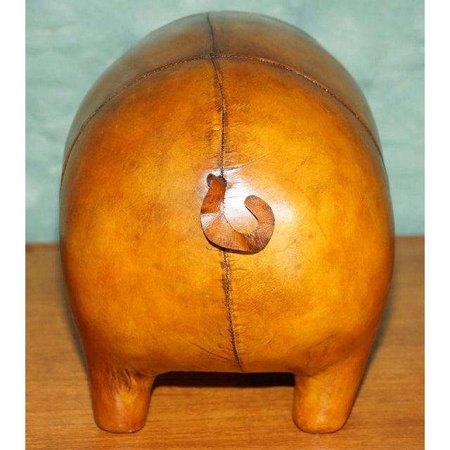 English Omersa Brown Leather Ottoman For Sale - Image 9 of 11