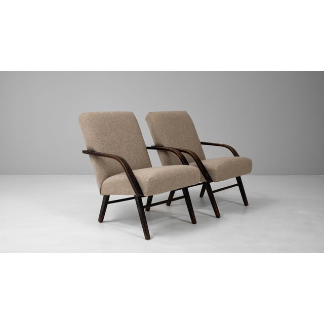 Brown 1960s Czech Upholstered Armchairs - A Pair For Sale - Image 8 of 18