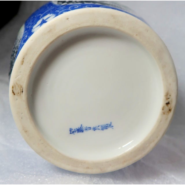 Japanese Signed Blue and White Porcelain Vase, Taisho Era For Sale - Image 12 of 16