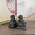 Asian Pair of Miniature Bronze Guardian Lions – 1.8" Foo Dog Statues on Pedestals For Sale - Image 3 of 9