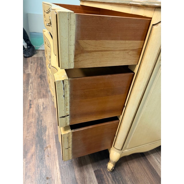 Beautiful vintage Sherwood Solid Cherry Reproductions French Provincial chest featuring elegant curves, cabriole feet,...