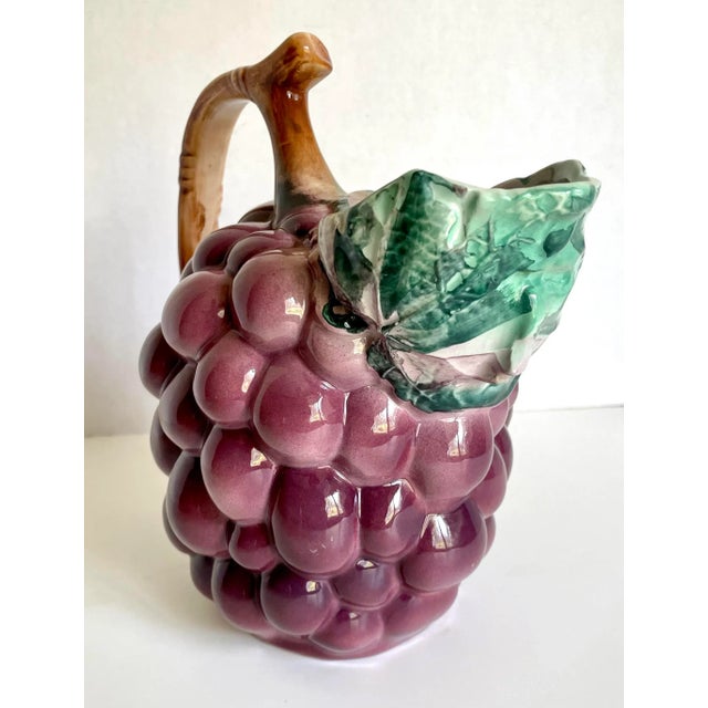 Vintage Italian Grape Figurative Ceramic Pitcher For Sale - Image 4 of 10