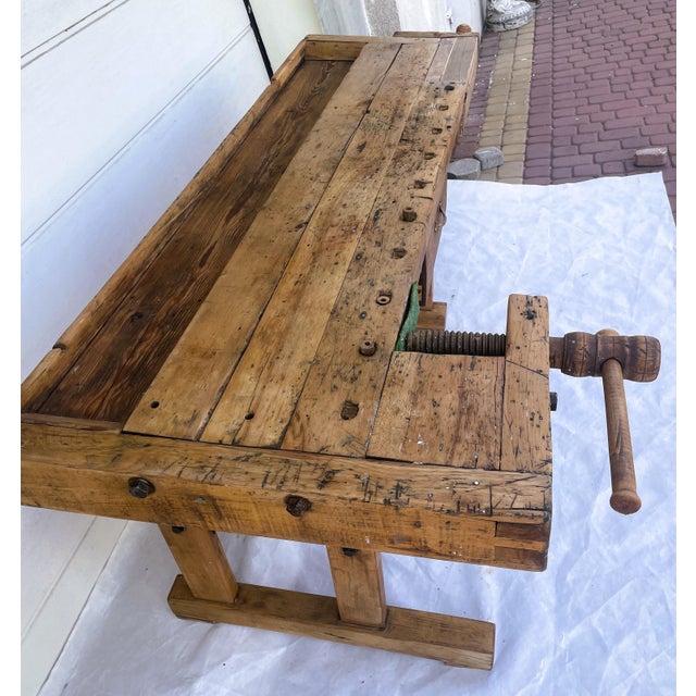 Carpenters Workbench with Drawer and Trough, 1900s For Sale - Image 16 of 18