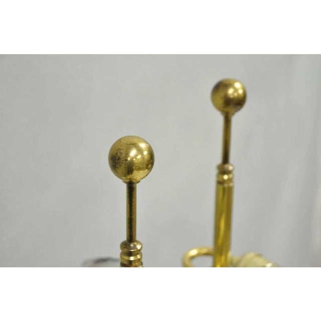 Vintage French Empire Brass & Italian Black Marble Column Table Lamps (B), Pair For Sale - Image 13 of 17
