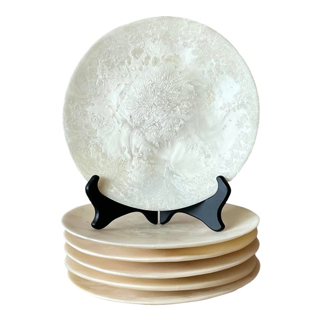 Vintage Boho Poured Resin Plates - Set of 6 For Sale