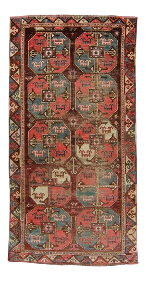 House of Séance - 1890s Antique Karakalpak Turkmenistan Wool Pile Hand-Knotted Rug - 4’4” X 8'7"