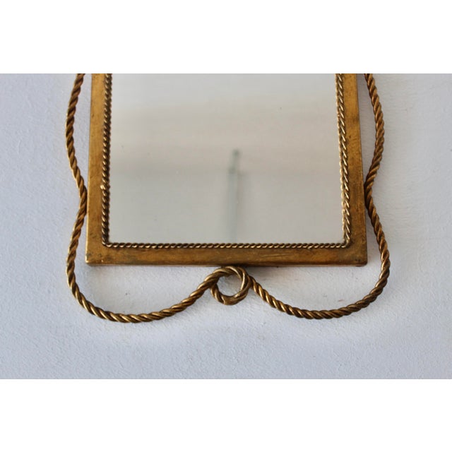 Gold Vintage Italian Style Regency Gilt Twisted Rope and Tassel Wall Mirror For Sale - Image 8 of 14