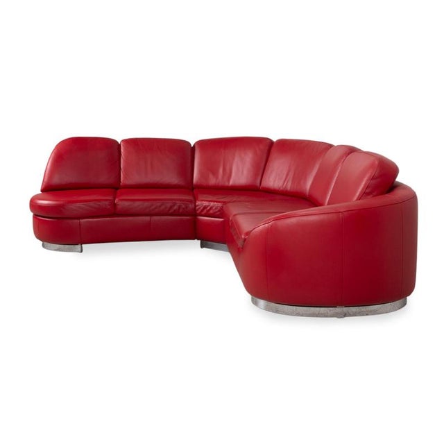 Ruby Red Leather Corner Sofa from Ewald Schillig For Sale - Image 14 of 15