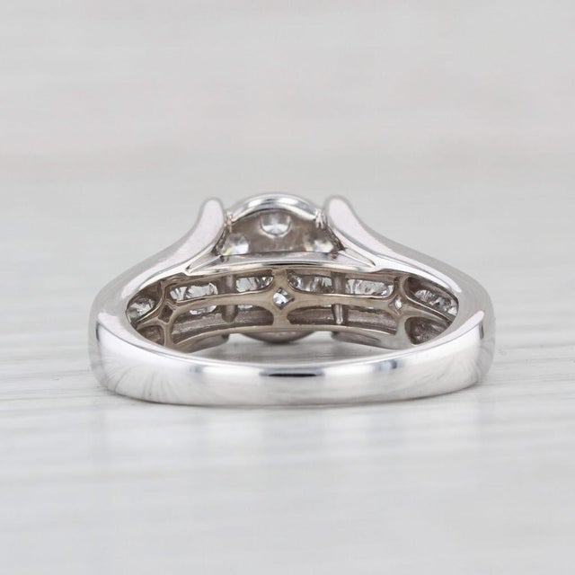 2010s 0.87ctw Diamond Cluster Engagement Ring 14k White Gold Size 6.75 For Sale - Image 5 of 8