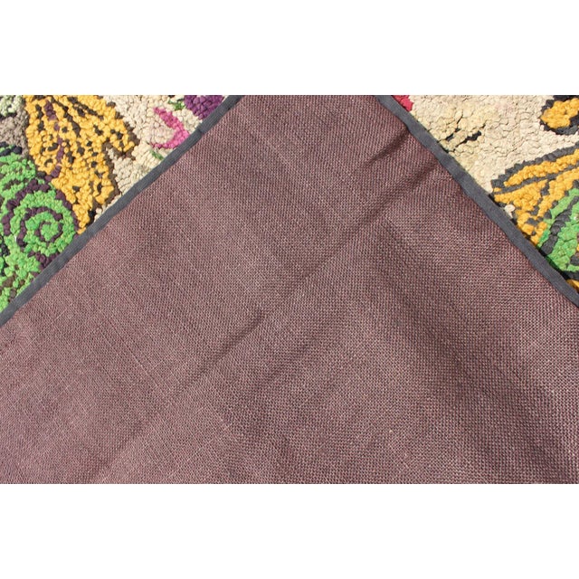 Brown Antique American Hooked Rug With Red Rose, Brown, Green, Yellow Flower Bouquets For Sale - Image 8 of 8