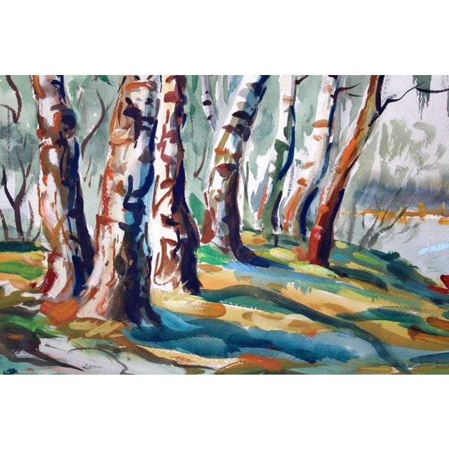 Modern Janis Brekte, Lake, 1965, Watercolor on Paper For Sale - Image 3 of 7