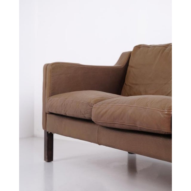 Animal Skin Danish Three-Seater Sofa in Brown Leather from Stouby, 1960s For Sale - Image 7 of 12