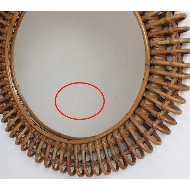 Vintage Italian Rattan Wall Mirror, 1960s For Sale - Image 6 of 11