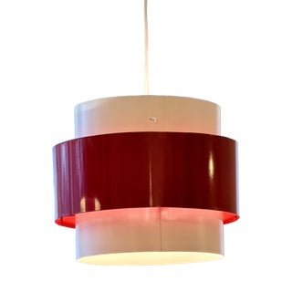 Vintage Danish Red and White Pendant Lamp, Denmark, 1970s For Sale