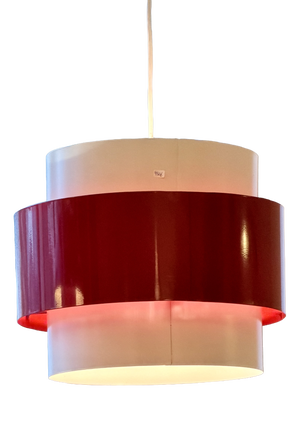 Vintage Danish Red and White Pendant Lamp, Denmark, 1970s