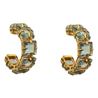 Alanna Hoops (Light Green) (Pierced French Clip) For Sale