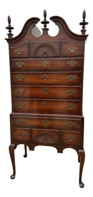 1980s Kindel Furniture Mahogany Highboy