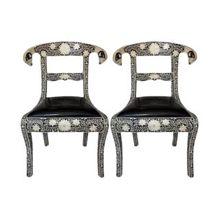 Anglo-Indian Bone Inlay Side Chairs - A Pair
