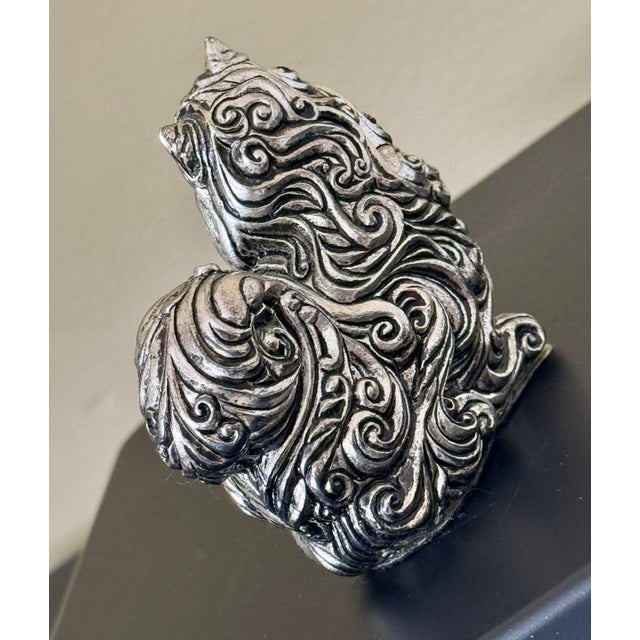 Franklin Mint Pewter Art Nouveau Cat Figurine – Curio Cabinet Collection For Sale - Image 4 of 7