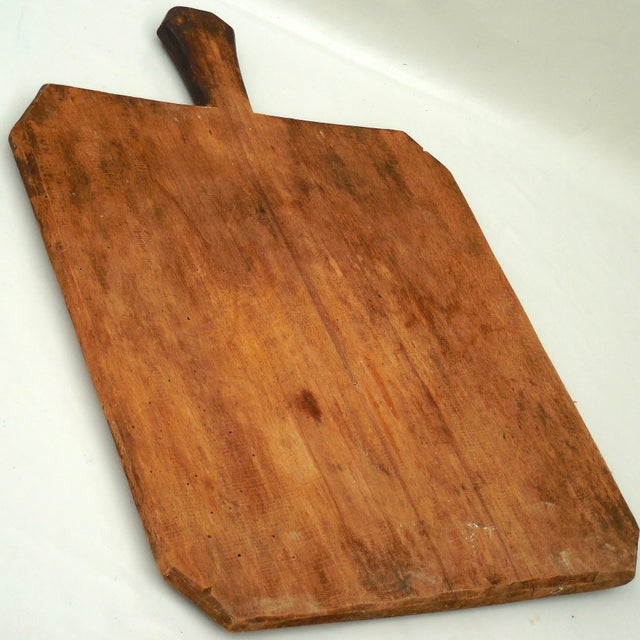 Rustic European 19th Century Large Antique Rustic Primitive Hardwood Bread Board / Chopping Block - Kitchen Cuttign Board For Sale - Image 3 of 11
