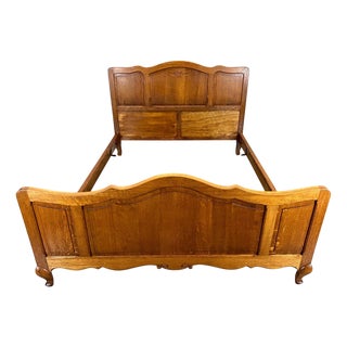 Antique French Louis XV Carved Double Bed For Sale