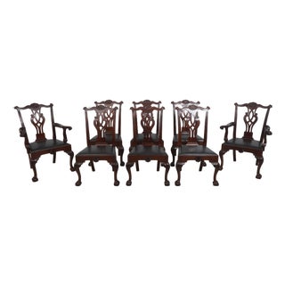 Set of 8 Baker Colonial Williamsburg Clawfoot Mahogany Dining Room Chairs For Sale