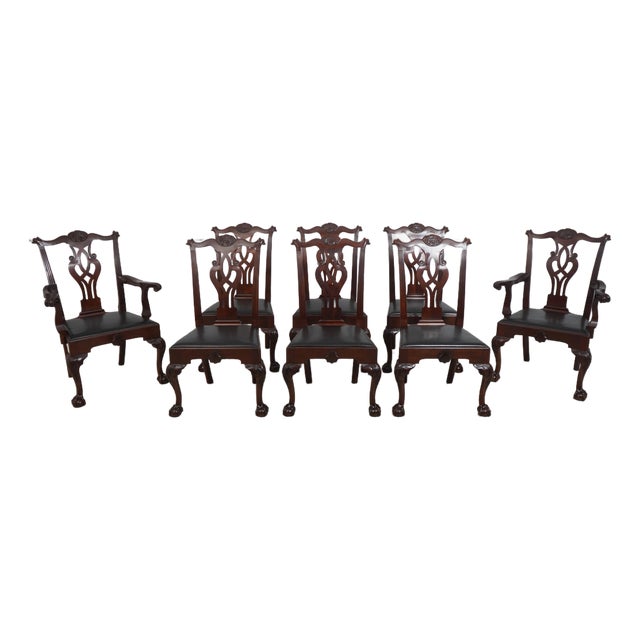 Set of 8 Baker Colonial Williamsburg Clawfoot Mahogany Dining Room Chairs For Sale
