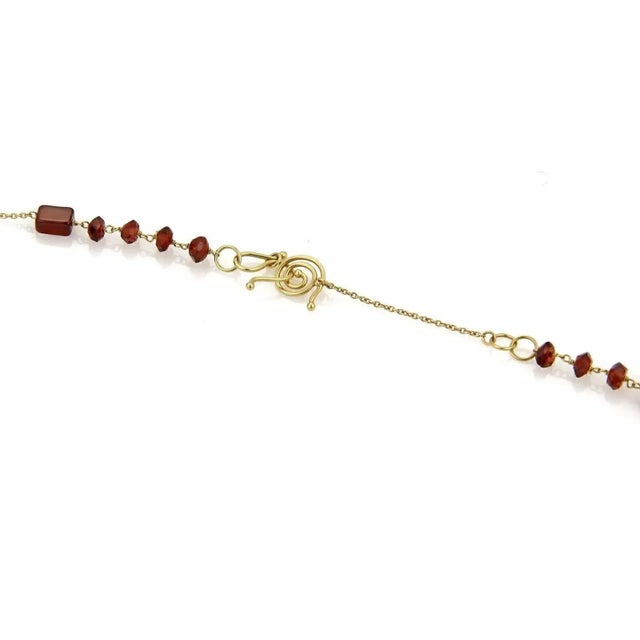 Garnet 18k Yellow Gold Long Chain Necklace 28" For Sale - Image 10 of 10