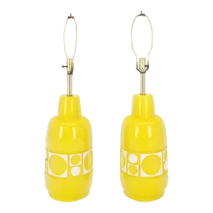 Lemon Yellow jug Bottle ShapeArt Porcelain Pottery Ceramic Table Lamps - A Pair