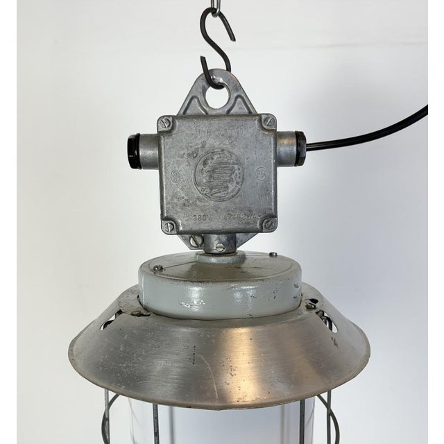 Industrial Industrial Aluminium Cage Light with Milk Glass from Elektrosvit, 1970s For Sale - Image 3 of 17