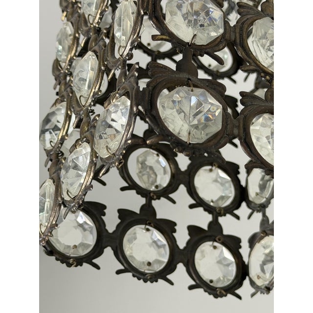 Small Mid-Century Modern Italian Bronze and Crystal Light, 1940s For Sale - Image 6 of 16