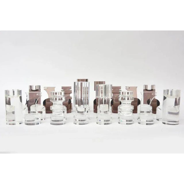 Modern Vintage Michel Dumas Lucite Sculptural Chess Players ,Aubergine and Clear, French 1970's For Sale - Image 3 of 11