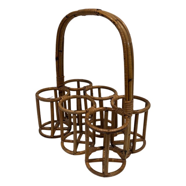 Rattan bottle holder. French work. Circa 1950 For Sale
