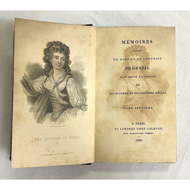 Rare hardcover book from the 19th century. It is titled 'Memoirs De Madame La Contess De Genlis; Pour Servir A L'Histoire'...